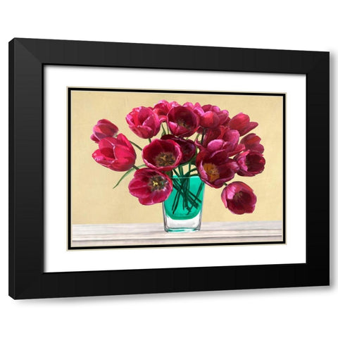 Red Tulips in a Glass Vase Black Modern Wood Framed Art Print with Double Matting by Antinori, Andrea