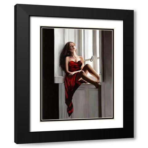 At the window Black Modern Wood Framed Art Print with Double Matting by Benson, Pierre