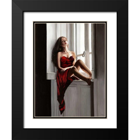 At the window Black Modern Wood Framed Art Print with Double Matting by Benson, Pierre
