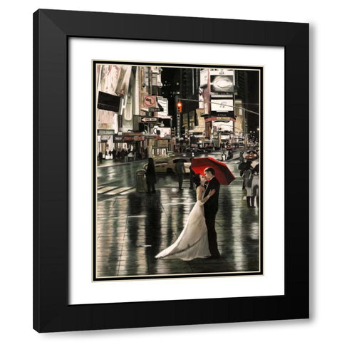 Romance in New York Black Modern Wood Framed Art Print with Double Matting by Benson, Pierre