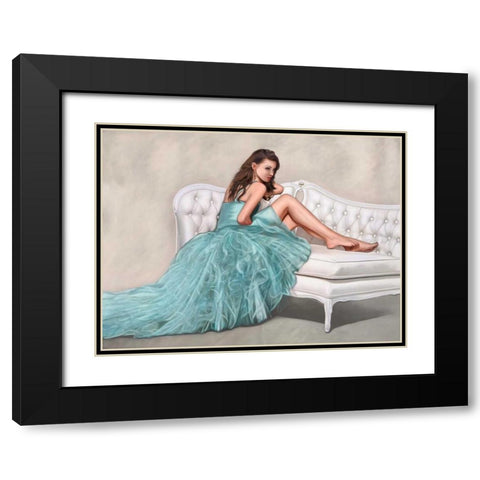 The White Sofa Black Modern Wood Framed Art Print with Double Matting by Benson, Pierre