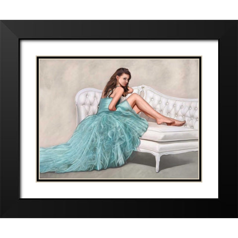 The White Sofa Black Modern Wood Framed Art Print with Double Matting by Benson, Pierre