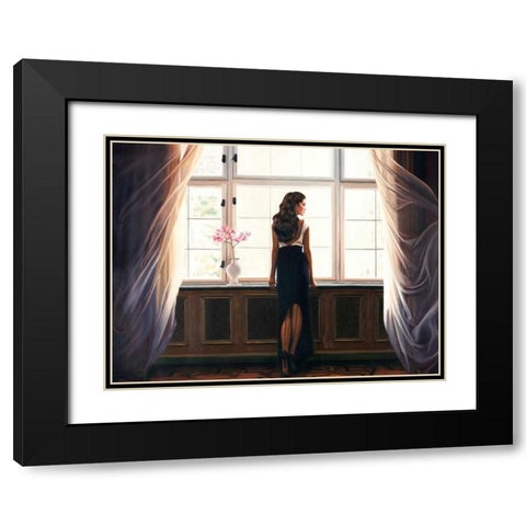 Morning Light Black Modern Wood Framed Art Print with Double Matting by Benson, Pierre