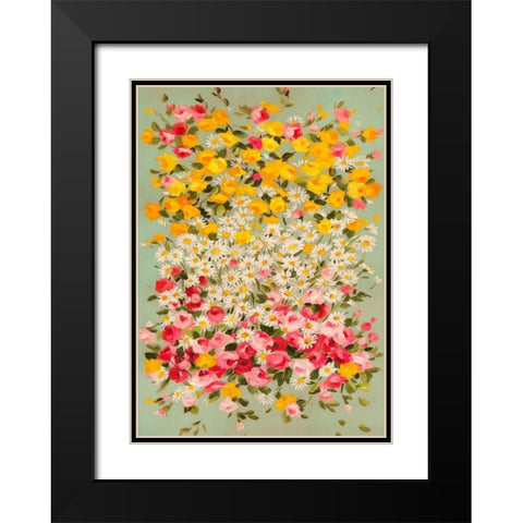 Festone di Fiori (azure) Black Modern Wood Framed Art Print with Double Matting by Borgese, Anna