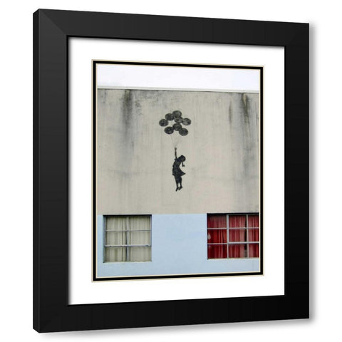 Building in Bristol (graffiti attributed to Banksy) Black Modern Wood Framed Art Print with Double Matting by Anonymous (attributed to Banksy)