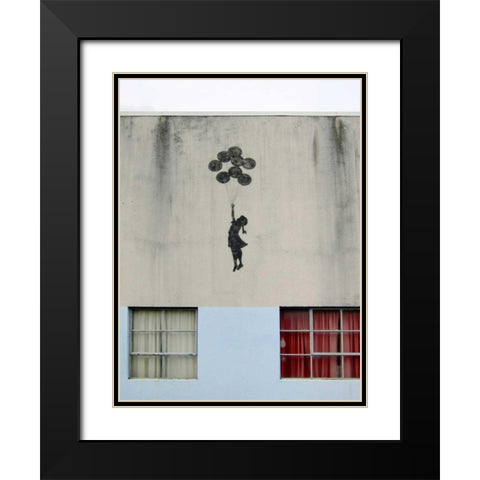 Building in Bristol (graffiti attributed to Banksy) Black Modern Wood Framed Art Print with Double Matting by Anonymous (attributed to Banksy)
