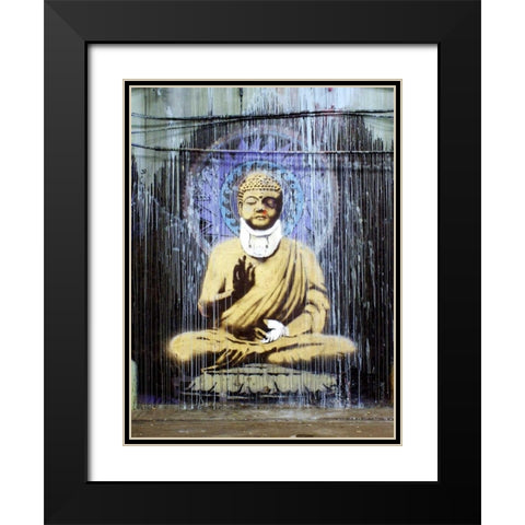 Leake Street, London (graffiti attributed to Banksy) Black Modern Wood Framed Art Print with Double Matting by Anonymous (attributed to Banksy)