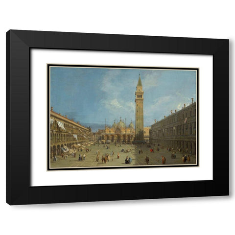 Piazza San Marco Black Modern Wood Framed Art Print with Double Matting by Canaletto