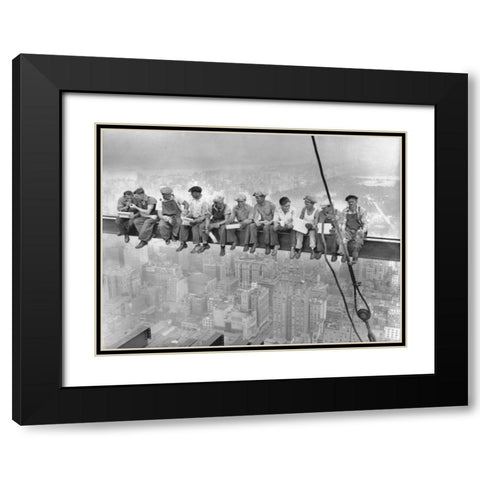 New York Construction Workers Lunching on a Crossbeam 1932 Black Modern Wood Framed Art Print with Double Matting by Ebbets, Charles C.