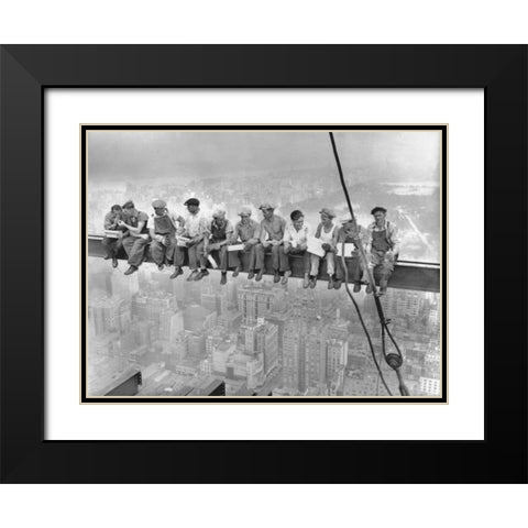 New York Construction Workers Lunching on a Crossbeam 1932 Black Modern Wood Framed Art Print with Double Matting by Ebbets, Charles C.