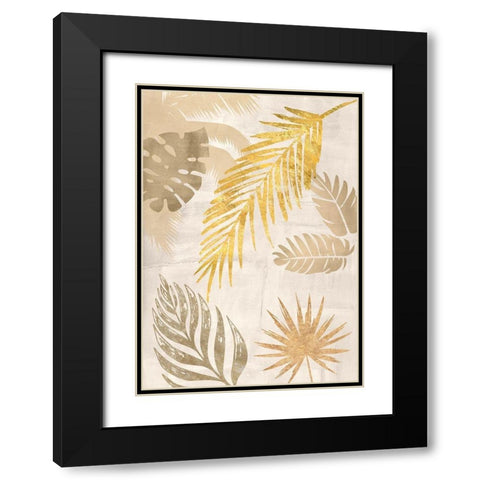 Palm Leaves Gold I Black Modern Wood Framed Art Print with Double Matting by Grant, Eve C.