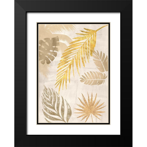 Palm Leaves Gold I Black Modern Wood Framed Art Print with Double Matting by Grant, Eve C.