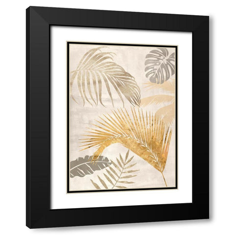 Palm Leaves Gold II Black Modern Wood Framed Art Print with Double Matting by Grant, Eve C.