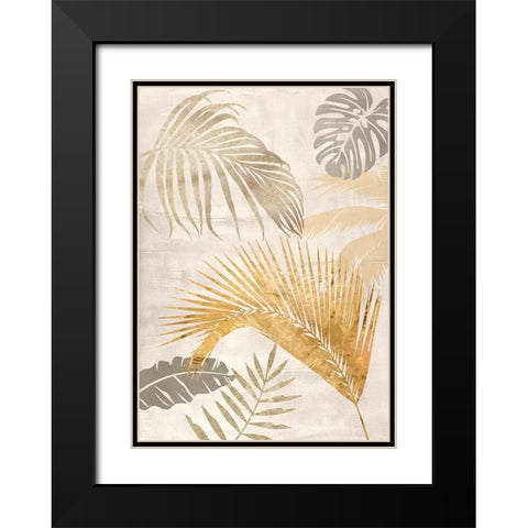 Palm Leaves Gold II Black Modern Wood Framed Art Print with Double Matting by Grant, Eve C.