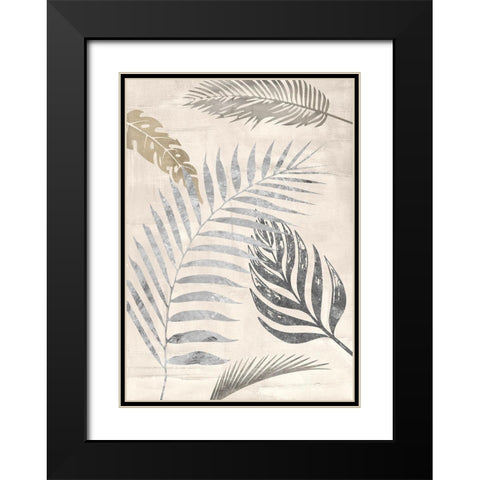 Palm Leaves Silver I Black Modern Wood Framed Art Print with Double Matting by Grant, Eve C.