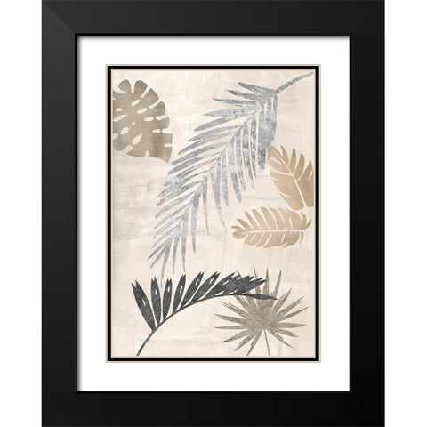 Palm Leaves Silver III Black Modern Wood Framed Art Print with Double Matting by Grant, Eve C.