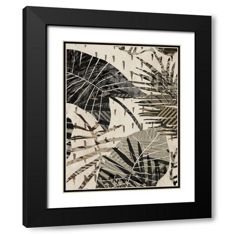 Grey Palms Panel I Black Modern Wood Framed Art Print with Double Matting by Grant, Eve C.