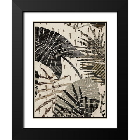 Grey Palms Panel I Black Modern Wood Framed Art Print with Double Matting by Grant, Eve C.