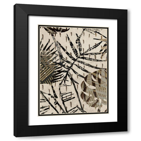 Grey Palms Panel II Black Modern Wood Framed Art Print with Double Matting by Grant, Eve C.