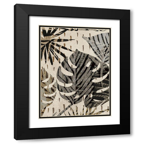 Grey Palms Panel III Black Modern Wood Framed Art Print with Double Matting by Grant, Eve C.