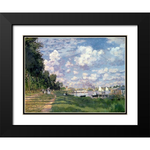 The Marina at Argenteuil Black Modern Wood Framed Art Print with Double Matting by Monet, Claude