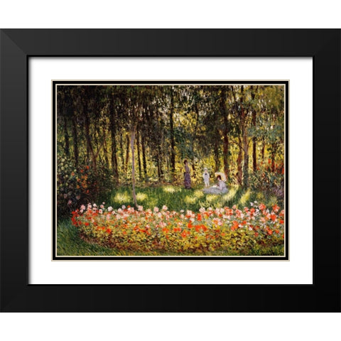 Wooded Scene Black Modern Wood Framed Art Print with Double Matting by Monet, Claude