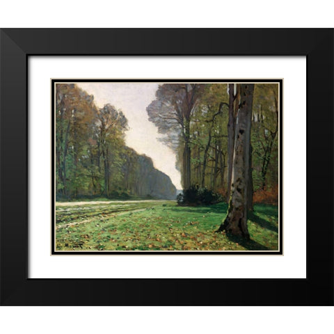 Le Pave de Chailly Black Modern Wood Framed Art Print with Double Matting by Monet, Claude