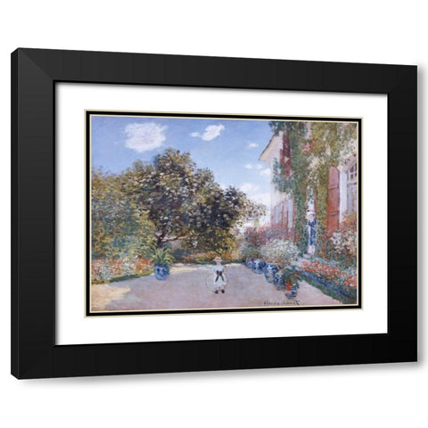 Garden of the Artist at Argenteuil Black Modern Wood Framed Art Print with Double Matting by Monet, Claude