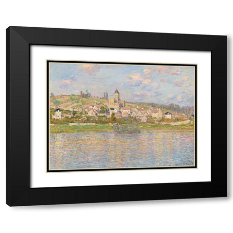 Vetheuil Black Modern Wood Framed Art Print with Double Matting by Monet, Claude