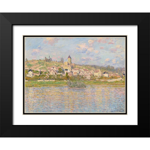 Vetheuil Black Modern Wood Framed Art Print with Double Matting by Monet, Claude