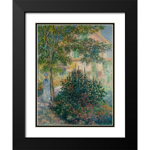 In the Garden at Argenteuil Black Modern Wood Framed Art Print with Double Matting by Monet, Claude
