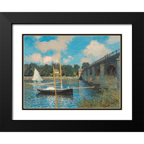 The bridge at Argenteuil Black Modern Wood Framed Art Print with Double Matting by Monet, Claude