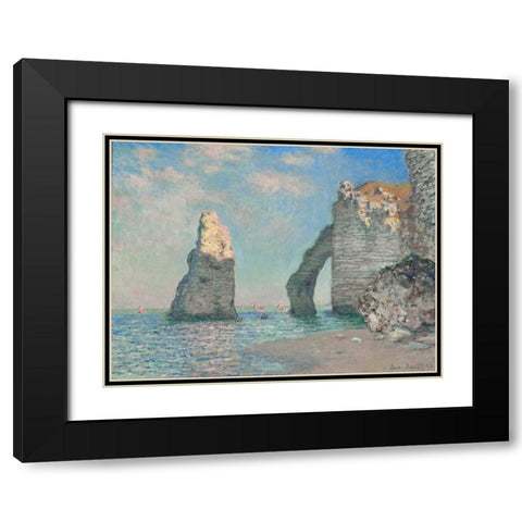 The Cliffs at Etretat Black Modern Wood Framed Art Print with Double Matting by Monet, Claude