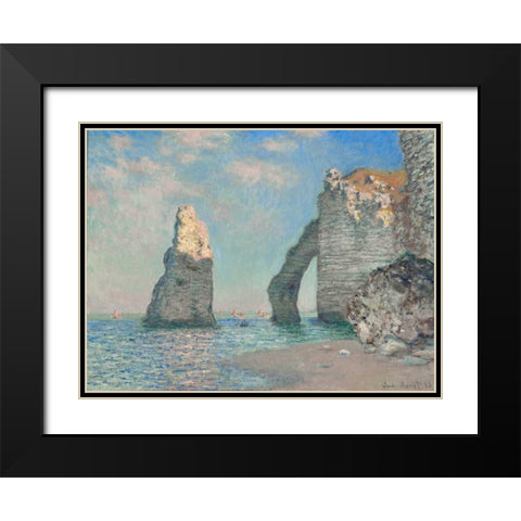 The Cliffs at Etretat Black Modern Wood Framed Art Print with Double Matting by Monet, Claude