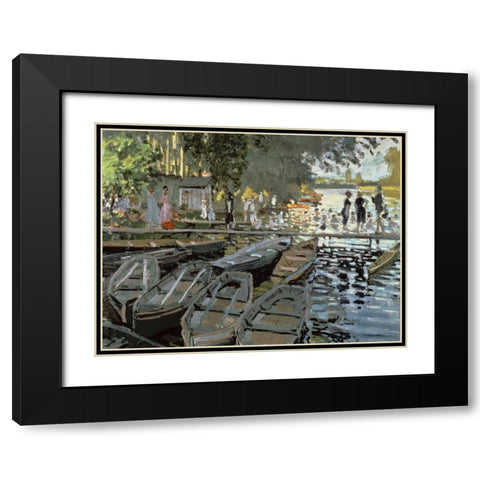 Bathers at La Grenouillere (detail) Black Modern Wood Framed Art Print with Double Matting by Monet, Claude