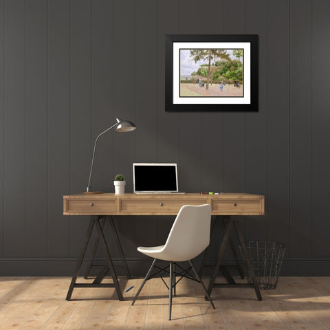 The Public Garden at Pontoise  Black Modern Wood Framed Art Print with Double Matting by Pissarro, Camille