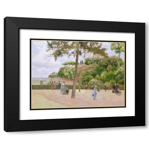 The Public Garden at Pontoise  Black Modern Wood Framed Art Print with Double Matting by Pissarro, Camille