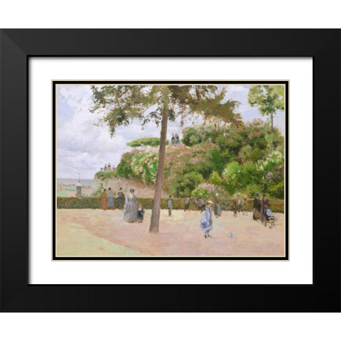 The Public Garden at Pontoise  Black Modern Wood Framed Art Print with Double Matting by Pissarro, Camille