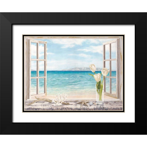 Ocean View Black Modern Wood Framed Art Print with Double Matting by Dellal, Remy