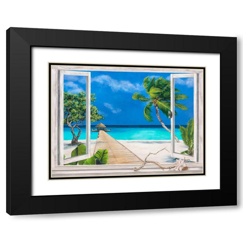 Plage tropicale Black Modern Wood Framed Art Print with Double Matting by Dellal, Remy