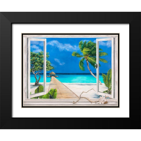 Plage tropicale Black Modern Wood Framed Art Print with Double Matting by Dellal, Remy