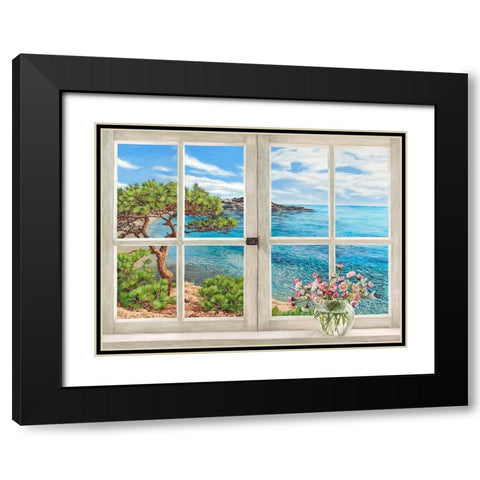 Baie mediterraneenne Black Modern Wood Framed Art Print with Double Matting by Dellal, Remy