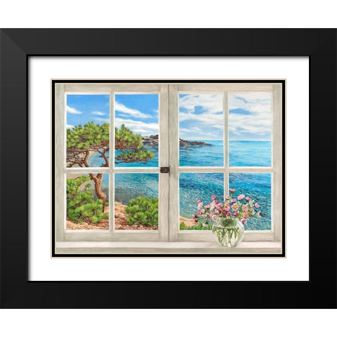Baie mediterraneenne Black Modern Wood Framed Art Print with Double Matting by Dellal, Remy