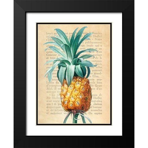 Pineapple- After Redoute Black Modern Wood Framed Art Print with Double Matting by Dellal, Remy