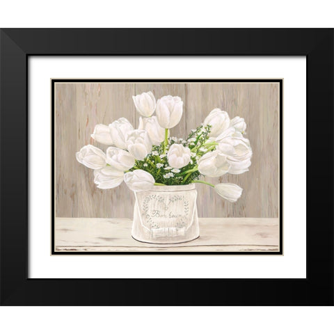 Country Bouquet - neutral Black Modern Wood Framed Art Print with Double Matting by Remy Dellal
