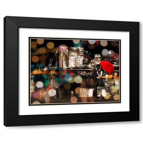 A Kiss in the Night Black Modern Wood Framed Art Print with Double Matting by Loumer, Dianne