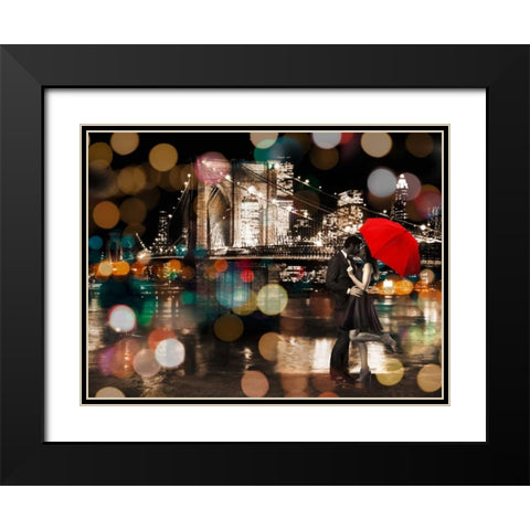 A Kiss in the Night Black Modern Wood Framed Art Print with Double Matting by Loumer, Dianne
