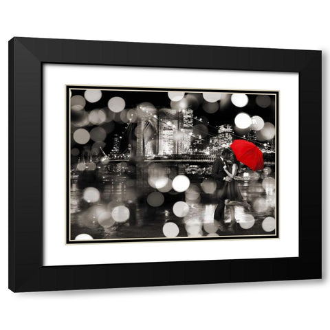 A Kiss in the Night (BW) Black Modern Wood Framed Art Print with Double Matting by Loumer, Dianne