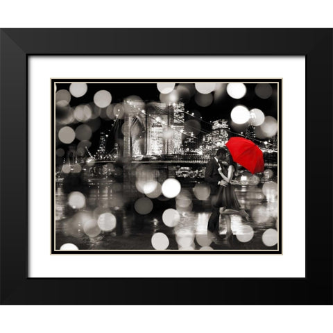 A Kiss in the Night (BW) Black Modern Wood Framed Art Print with Double Matting by Loumer, Dianne