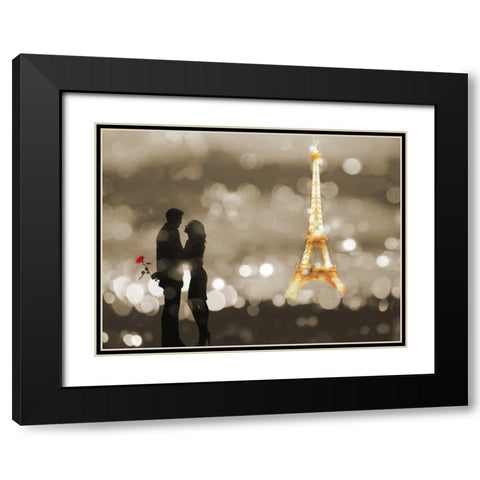 A Date in Paris (BW) Black Modern Wood Framed Art Print with Double Matting by Loumer, Dianne